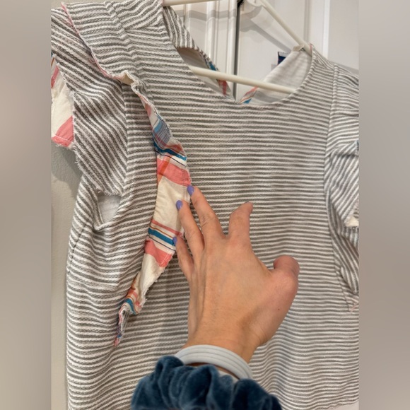 Striped Ruffle Sleeve Top - Picture 2 of 4